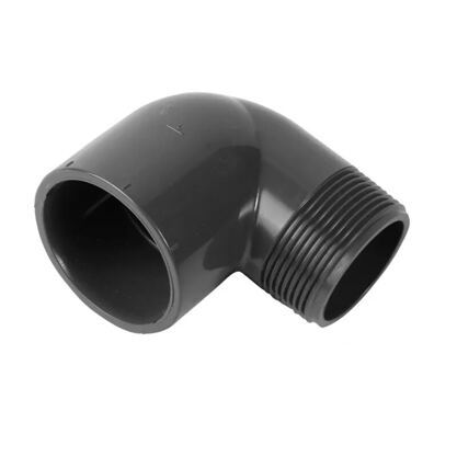 PVC Winkel 90° grau, Klebemuffe x Gewinde