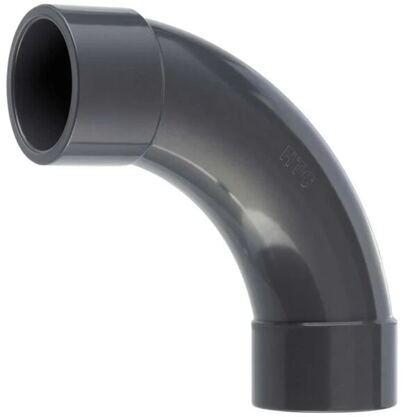 PVC Bogen 90° grau, Klebemuffe