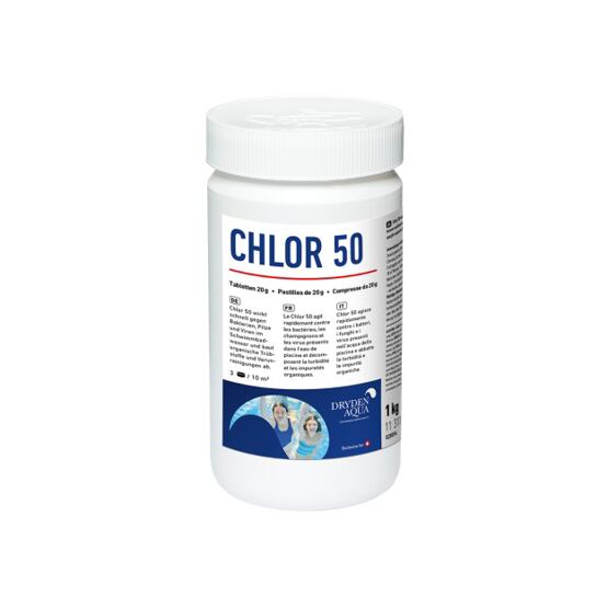 Chlor 50 schnelllösliche Tabletten 20gr, 1kg Dose